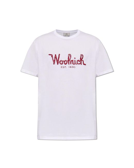 Woolrich White T-shirt With Logo, for men
