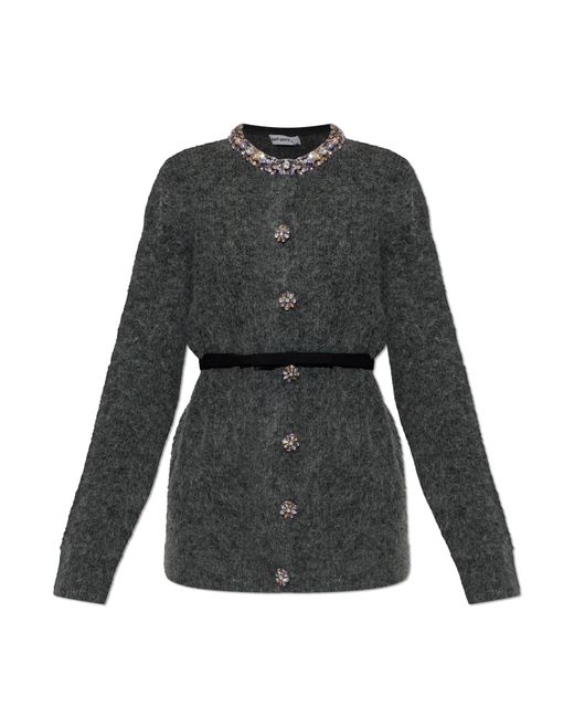 Self-Portrait Black Cardigan With Shimmering Crystals