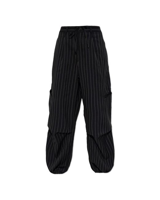 Y-3 Black Pinstripe Trousers