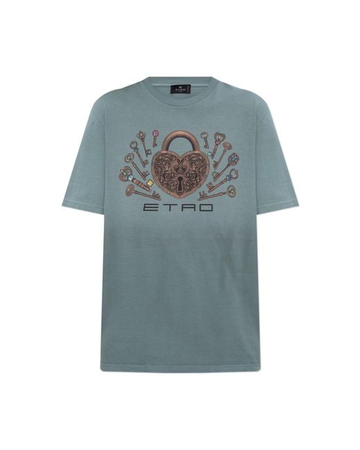 Etro T-Shirt With Print in Blue | Lyst
