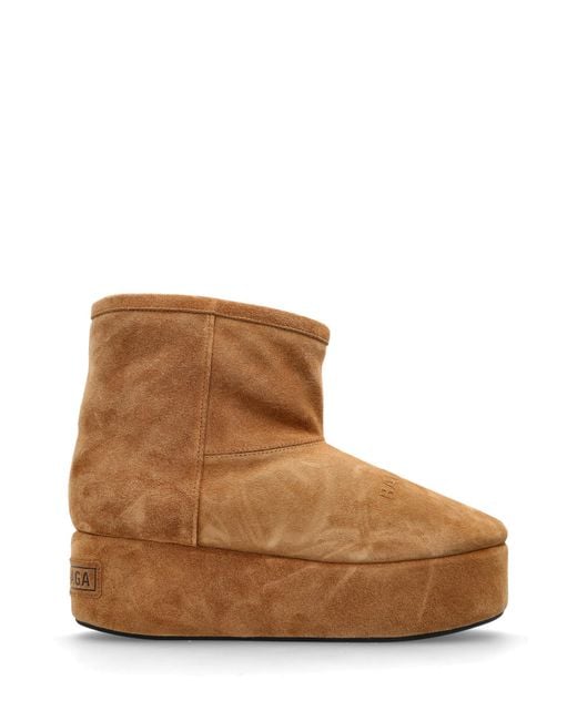 Balenciaga Brown 'Alaska' Snow Boots On Platform