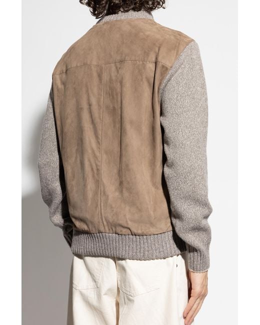Paul & Shark Brown Suede Jacket With Wool Inserts for men