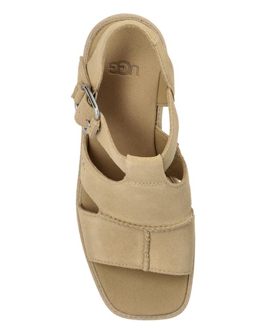 UGG Platform Sandals W New Heights Platform T-Strap in Natural | Lyst