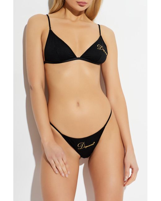 DSquared² Black Bralette With Embroidered Logo