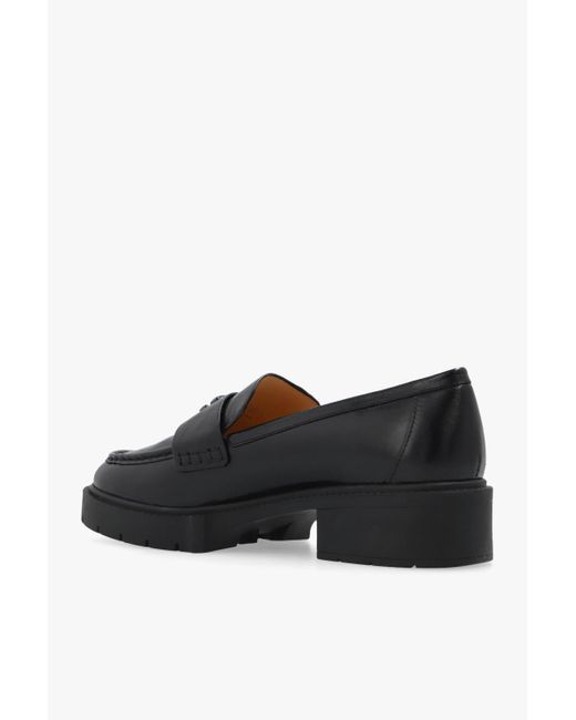 COACH Black Leah Leather Platform Loafers