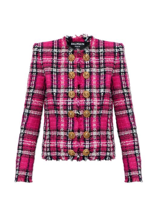 Balmain Red Tweed Blazer