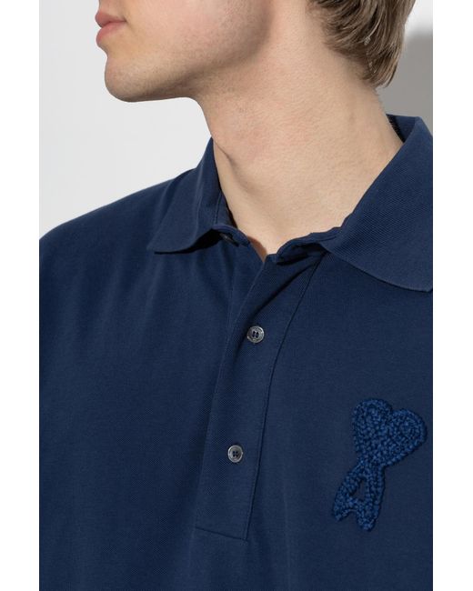 AMI Blue Polo With Patch for men