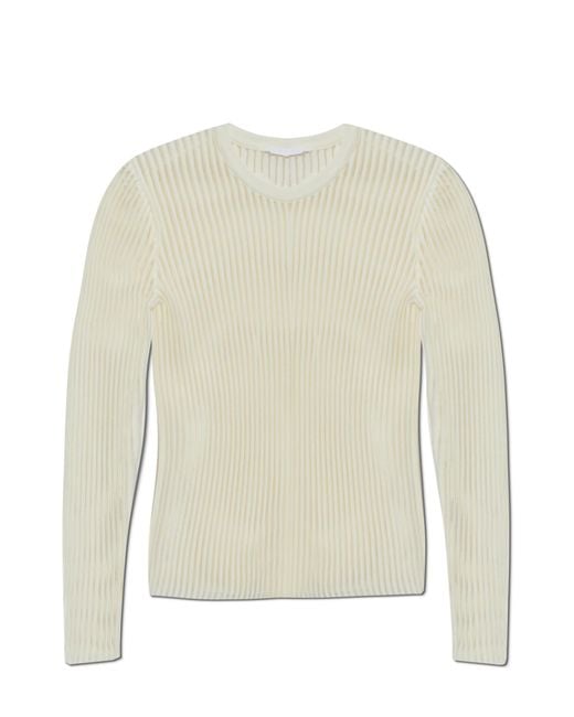 Helmut Lang White Ribbed Long-Sleeve Top