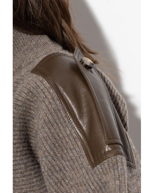 Burberry Brown Sweater With Leather Epaulets