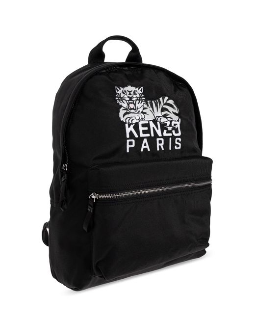 KENZO Black Backpack With Embroidered Logo for men