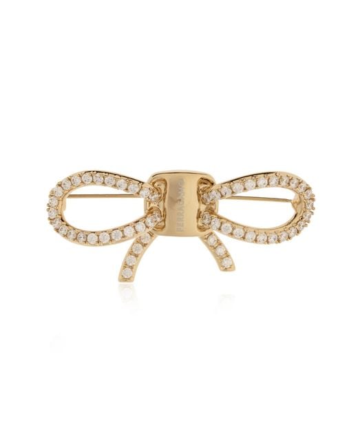 Ferragamo White Brooch With Shimmering Crystals
