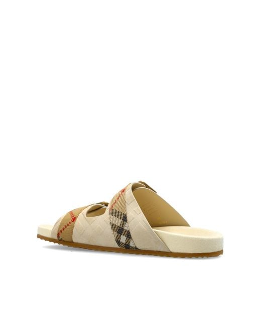 Burberry White Slides With Logo