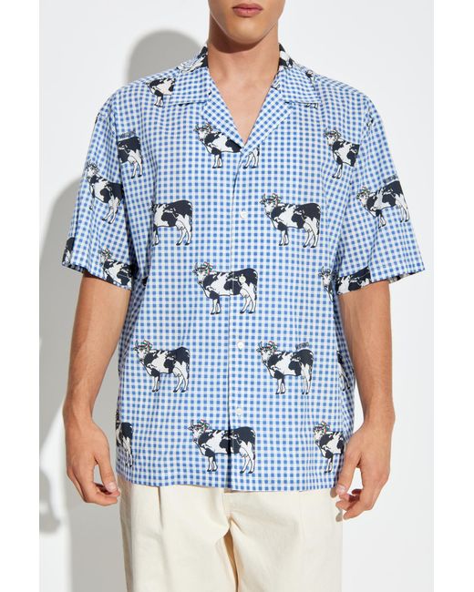 Moschino Blue Shirt With Animal Motif for men