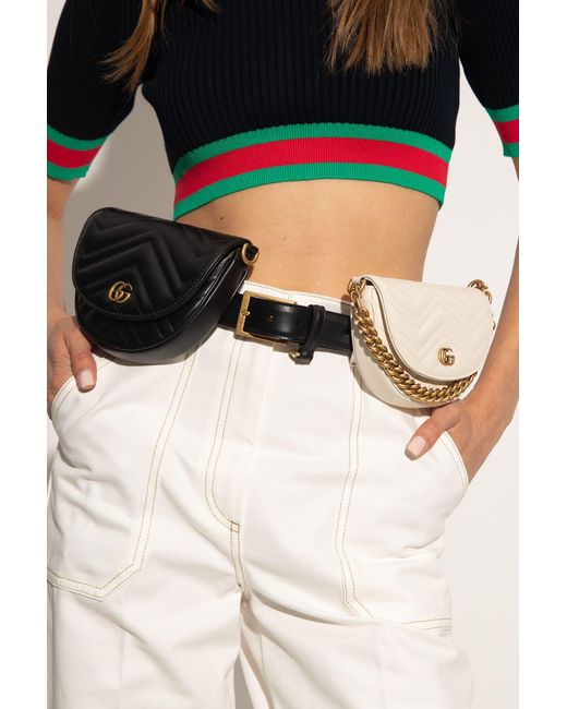 Gucci 'GG Marmont' Double Pouch Belt Bag in Black Lyst