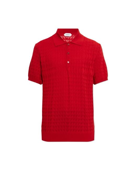 Versace Red Wool Polo for men