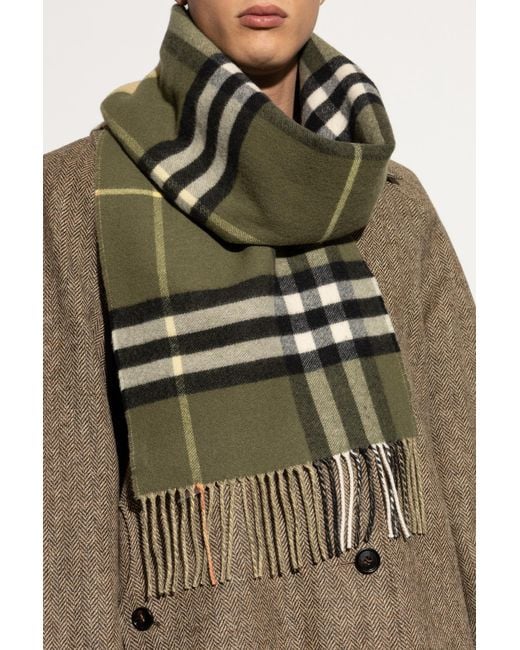 Burberry Black Cashmere Scarf With Check Pattern