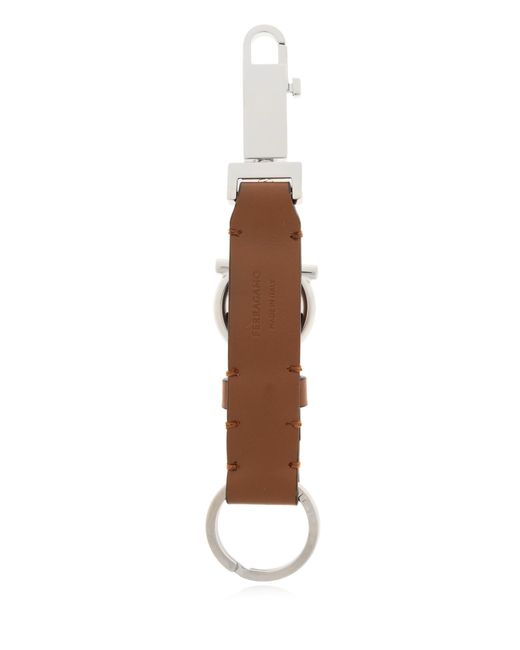 Ferragamo Brown Keychain With Engraved Logo for men