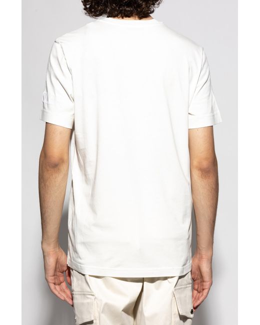 Moncler White T-Shirt With Logo Patch for men
