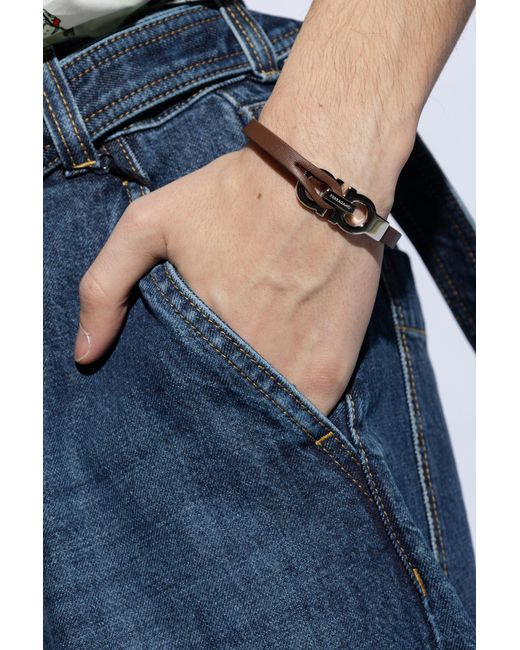 Ferragamo Brown Gancini Bracelet (20Cm) for men