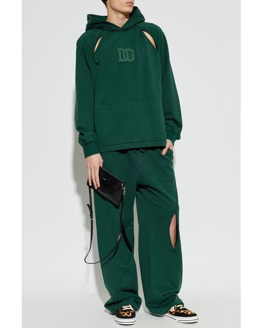 Dolce & Gabbana Green Sweatpants With Decorative Slits for men