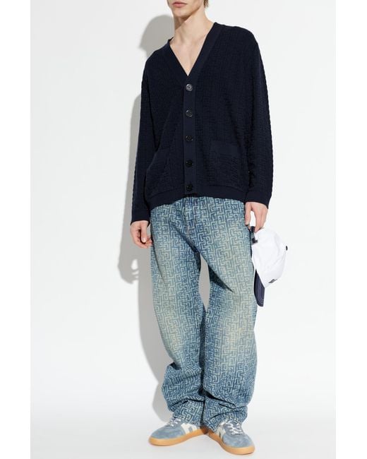 Balmain Blue Jeans With Monogram for men