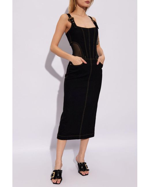 Versace Black Denim Slip Dress,