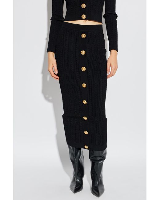 Balmain Black Skirt With Buttons