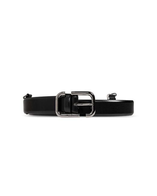 The Attico Black Leather Belt With Chain