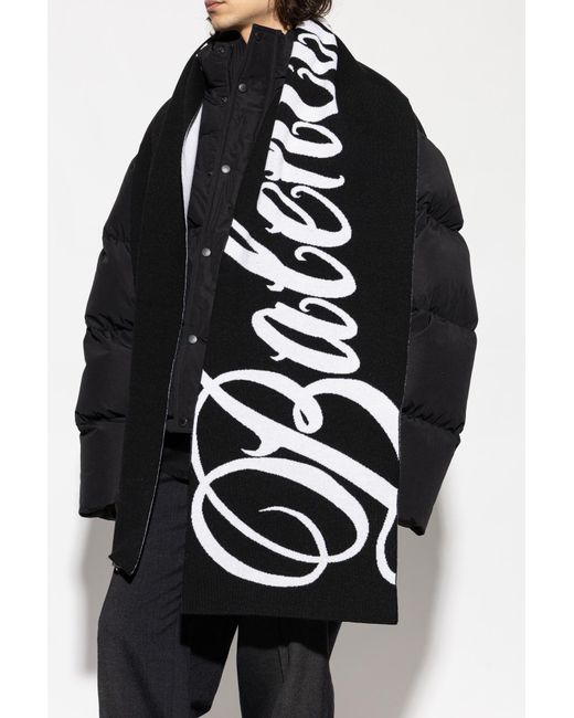 Balenciaga Black Wool Scarf With Logo for men