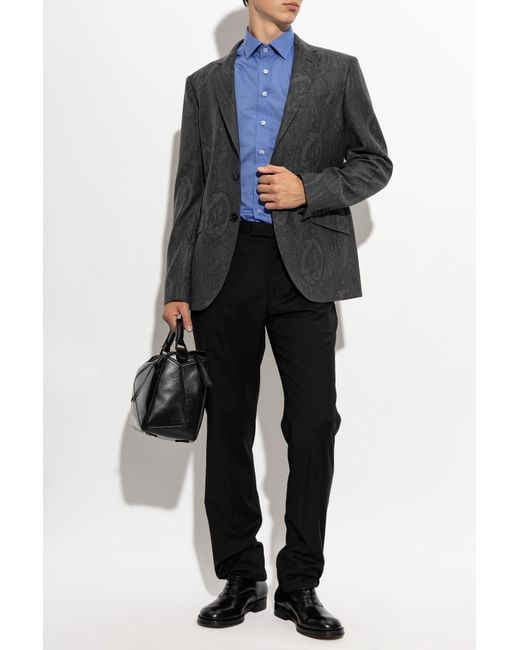 Etro Blue Shirt With Embroidered Logo for men