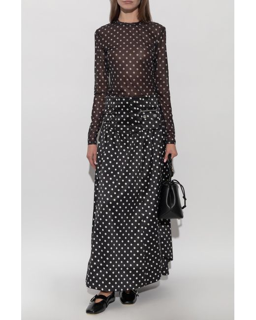 Ganni Black Polka Dot Pattern Top
