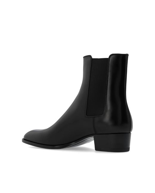 Saint Laurent Black 'wyatt' Heeled Chelsea Boots, for men
