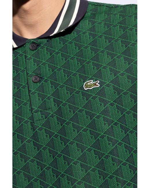 Lacoste Green Jacquard Monogram Polo Shirt for men