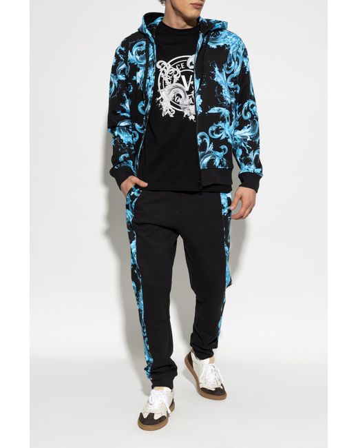 Versace Jeans Couture Blue Sweatshirt With "Barocco" Print for men