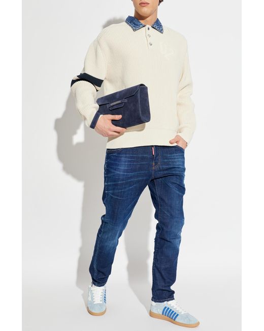 DSquared² White Polo Sweater for men