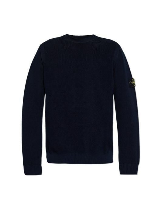 Stone Island Blue Light Jacket With Logo Patch for men
