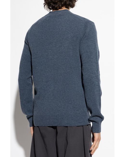 COMME DES GARÇONS PLAY Blue Cardigan With Logo Patch