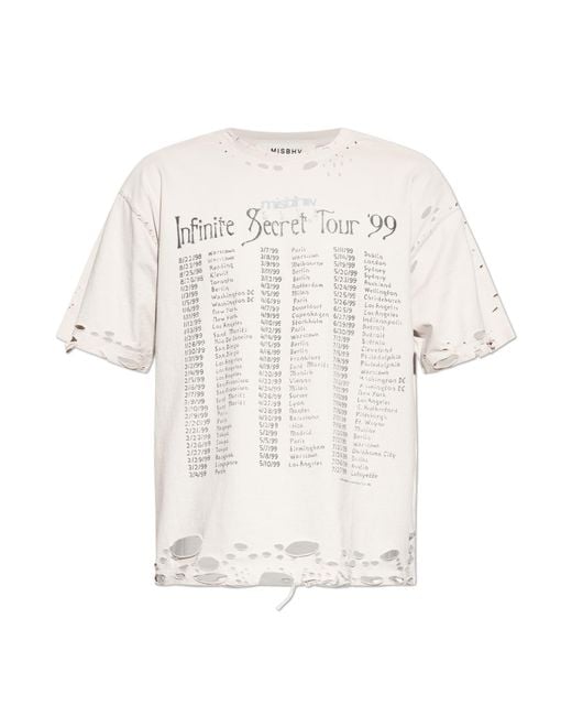 M I S B H V White T-Shirt With A Vintage Effect for men