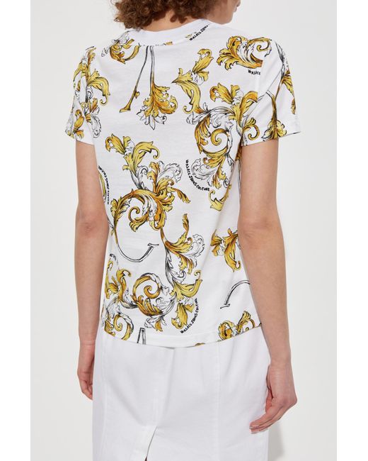 Versace Jeans Couture White T-Shirt With Print Outline Barocco