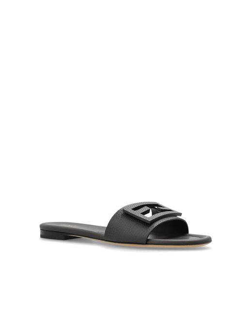 Fendi White Leather Slides