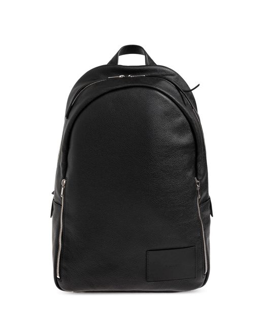 Jil Sander Black Leather Backpack for men