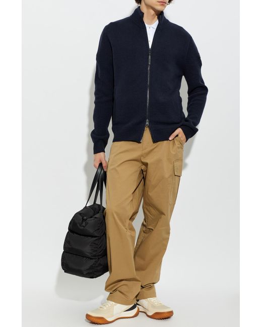 Moncler Blue Wool Cardigan for men