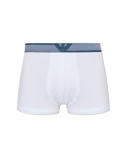 Emporio Armani Blue Boxer Shorts With Logo for men
