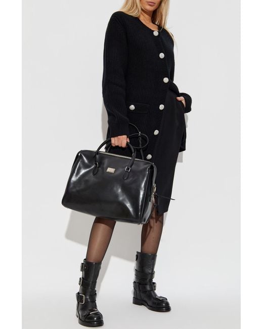 Dolce & Gabbana Black Cardigan With Shiny Buttons