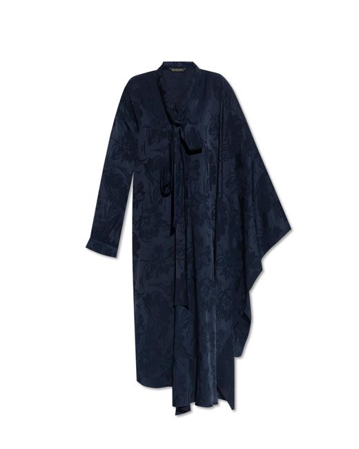 Balenciaga Blue Floral Print Dress