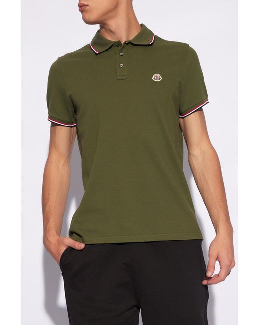Moncler Green Polo Shirt With Logo, for men