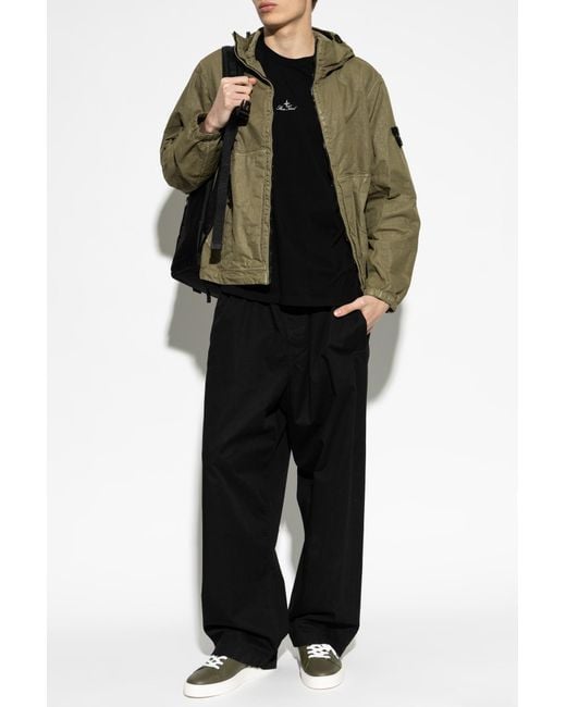 Stone Island Green Jacket With Logo Patch for men