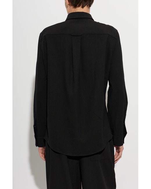 AMI Black Wool Shirt With Pockets for men