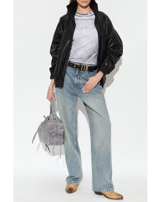 Acne Black Leather Jacket With 'Vintage' Effect