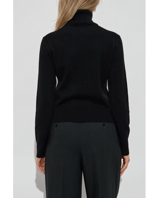 AMI Black Wool Turtleneck With Embroidered Logo